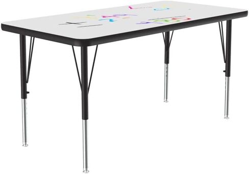 طاولة أنشطة كوريل مستطيلة الشكل مقاس 24 بوصة × 48 بوصة، قابلة للمسح الجاف/لوح التحديد للفصل الدراسي، ارتفاع قابل للتعديل (19 بوصة - 29 بوصة)، صفائح بيضاء متينة ذات ضغط عالي، أثاث مدرسي (ACZ2448DE-REC-80) in Kuwait