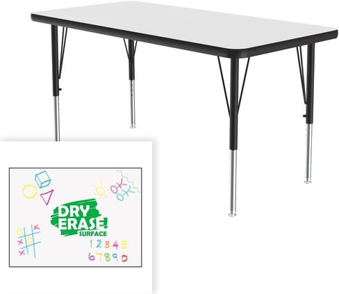 طاولة أنشطة كوريل مستطيلة الشكل مقاس 24 بوصة × 48 بوصة، قابلة للمسح الجاف/لوح التحديد للفصل الدراسي، ارتفاع قابل للتعديل (19 بوصة - 29 بوصة)، صفائح بيضاء متينة ذات ضغط عالي، أثاث مدرسي (ACZ2448DE-REC-80) in Kuwait