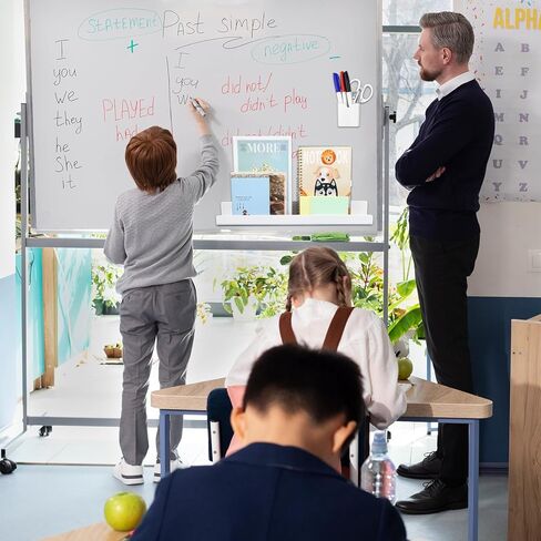 4 Pcs 17in Magnetic Book Shelf for Whiteboard Acrylic Magnetic Book Holder Floating Book Shelves with 2 Pcs Pencil Holders for Kids Room Teacher Office Picture Books Display-NO PENS in Kuwait