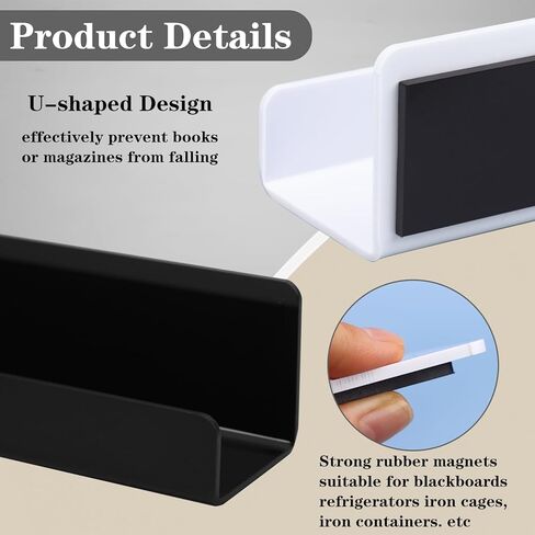 4 Pcs 17in Magnetic Book Shelf for Whiteboard Acrylic Magnetic Book Holder Floating Book Shelves with 2 Pcs Pencil Holders for Kids Room Teacher Office Picture Books Display-NO PENS in Kuwait