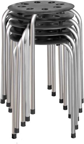 Norwood Commercial Furniture Stacking Stools for Kids and Adults, 17.75" Standard Height Portable Nesting Office and Classroom Stools, White, Pack of 5 in Kuwait