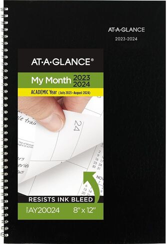 مخطط AT-A-GLANCE 2024-2025 أكاديمي، شهري، 8 بوصة × 12 بوصة، كبير، غطاء مرن، DayMinder، أسود (AY200) in Kuwait