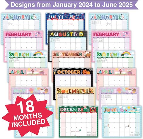 Hadley Designs Doodle Large Wall Calendar 2024-2025 - 18 Month Wall Calendar 2024-2025, Monthly Wall Calendar 2024 Large, Calendario 2024 Calendar Wall, Calendars 2024 Wall Calendar in Saudi Arabia
