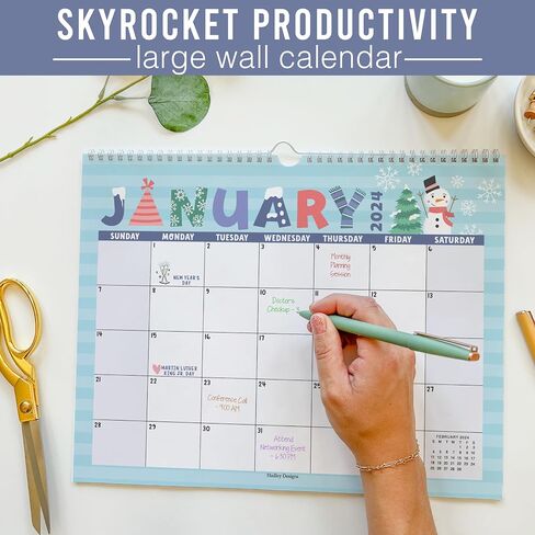 Hadley Designs Doodle Large Wall Calendar 2024-2025 - 18 Month Wall Calendar 2024-2025, Monthly Wall Calendar 2024 Large, Calendario 2024 Calendar Wall, Calendars 2024 Wall Calendar in Saudi Arabia