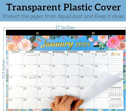 تقويم مكتب 2024-2025 - 18 شهرًا يناير 2024 - يونيو 2025، كبير 17 بوصة × 11.5 بوصة تقويم مكتب/جدار شهري 2024، ورق سميك، كتل كبيرة مسطرة، غطاء بلاستيكي شفاف لمكتب المدرسة المنزلية in Kuwait