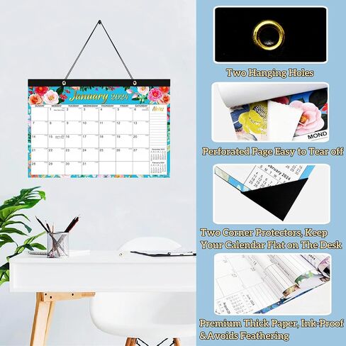 تقويم مكتب 2024-2025 - 18 شهرًا يناير 2024 - يونيو 2025، كبير 17 بوصة × 11.5 بوصة تقويم مكتب/جدار شهري 2024، ورق سميك، كتل كبيرة مسطرة، غطاء بلاستيكي شفاف لمكتب المدرسة المنزلية in Kuwait