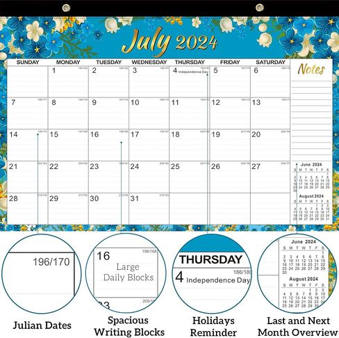 تقويم مكتب 2024-2025 - 18 شهرًا يناير 2024 - يونيو 2025، كبير 17 بوصة × 11.5 بوصة تقويم مكتب/جدار شهري 2024، ورق سميك، كتل كبيرة مسطرة، غطاء بلاستيكي شفاف لمكتب المدرسة المنزلية in Kuwait