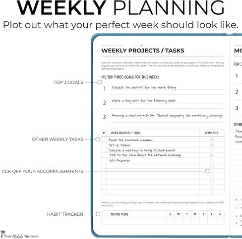 90 Day Goal Planner Journal - Undated Daily Planner For Business Work And Life - Full Page Per Day With Hourly Time Blocks - Slim Design - Large Writing Spaces On Quality Paper - Easy To Use Organizer in Saudi Arabia