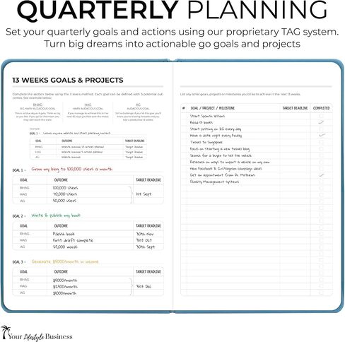 90 Day Goal Planner Journal - Undated Daily Planner For Business Work And Life - Full Page Per Day With Hourly Time Blocks - Slim Design - Large Writing Spaces On Quality Paper - Easy To Use Organizer in Saudi Arabia