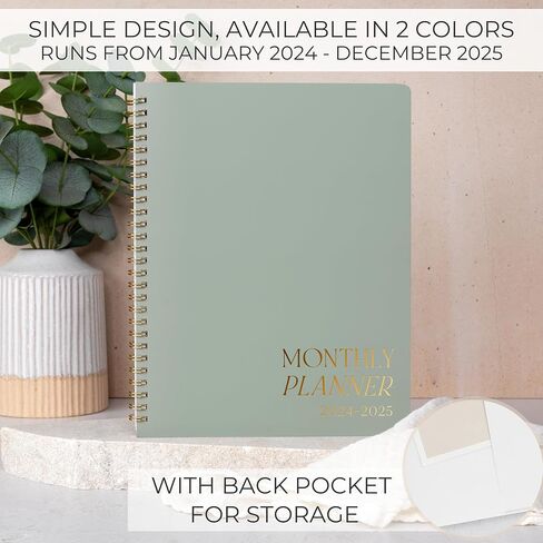 Simplified 2024-2025 Monthly Planner and Calendar Book - Beautiful To Do List Notebook That Easily Organizes Your Tasks to Boost Productivity - Runs From January 2024 Until December 2025 in Kuwait