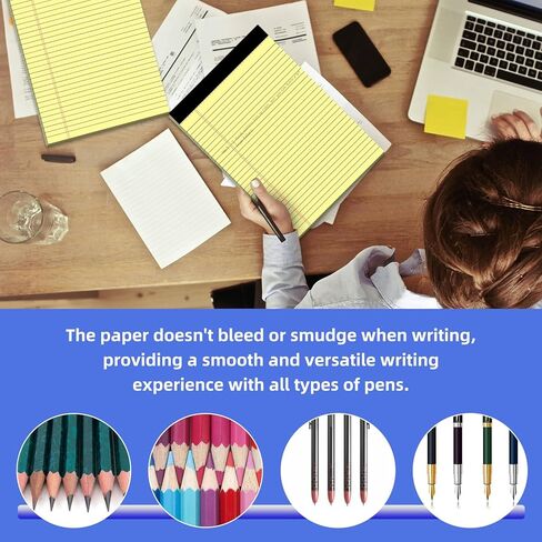 وسادات قانونية مقاس 8.5 × 11.75 بوصة، 2 حزمة من وسادات الملاحظات 30 ورقة مفكرة مثقوبة، وسادة كتابة مطبوعة على الوجهين، وسادة قانونية من الورق السميك 21 رطل in Kuwait