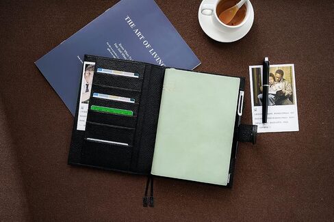 غطاء جلدي من Moterm لأجهزة الكمبيوتر المحمولة مقاس A5 - يناسب ابن عم Hobonichi ومخططي Stalogy وMidori MD، مع حلقة قلم وفتحات للبطاقات وجيب خلفي (جذر الشمندر المرصوف بالحصى) in Kuwait
