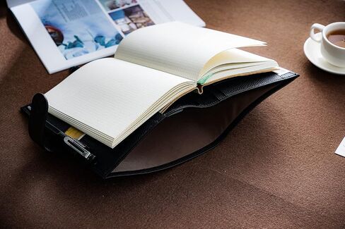 غطاء جلدي من Moterm لأجهزة الكمبيوتر المحمولة مقاس A5 - يناسب ابن عم Hobonichi ومخططي Stalogy وMidori MD، مع حلقة قلم وفتحات للبطاقات وجيب خلفي (جذر الشمندر المرصوف بالحصى) in Kuwait