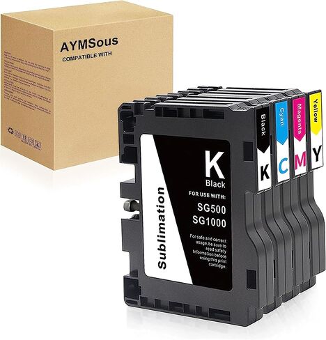 New SG500 SG1000 Newest Upgraded Chip Sublimation Ink Cartridge Compatible for Sawgrass Virtuoso SG500 SG1000 Printer (1 Black, 1 Cyan, 1 Magenta, 1 Yellow, 4-Pack) in Saudi Arabia