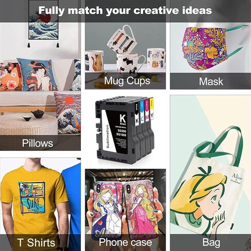 خرطوشة حبر AYMSous SG500 SG1000 الجديدة الأحدث المتوافقة مع طابعة Sawgrass Virtuoso SG500 SG1000 (1 أسود، 1 سماوي، 1 أرجواني، 1 أصفر، 4 عبوات) in Kuwait