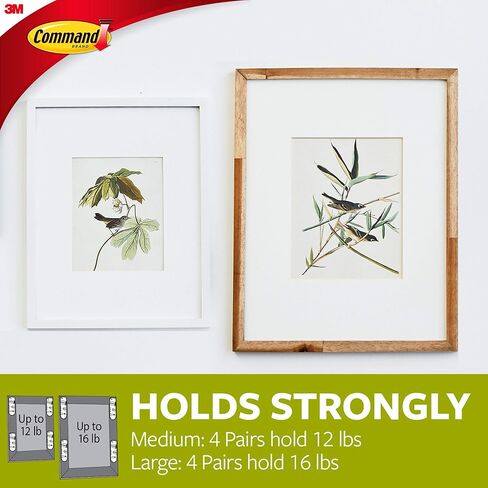 Command Medium and Large Picture Hanging Strips, Damage Free Hanging Picture Hangers, No Tools Wall Hanging Strips for Living Spaces, White, 12 Medium Pairs and 16 Large Pairs in Saudi Arabia
