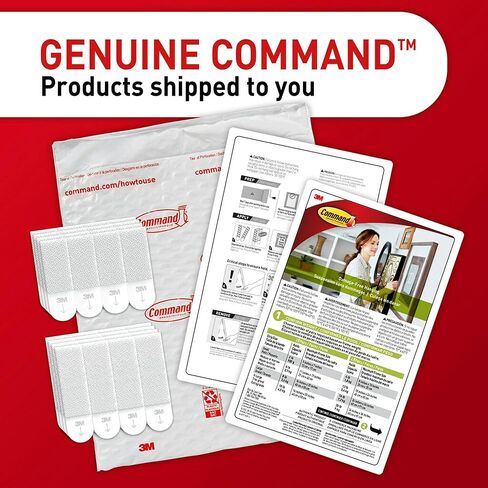 شرائط تعليق الصور المتوسطة والكبيرة من Command، شماعات صور معلقة خالية من التلف، شرائط تعليق على الحائط بدون أدوات لمساحات المعيشة، أبيض، 12 زوجًا متوسطًا و16 زوجًا كبيرًا in Kuwait