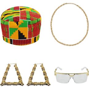 الهيب هوب زي مجوهرات اكسسوارات كيت الأفريقية كينتي قبعة الخيزران هوب أقراط هالوين 80s 90s لوازم الحفلات in Kuwait