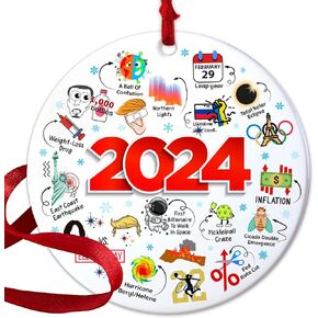 Christmas Ornaments 2023, Wooden Ornament for Christmas Tree, Funny Hot Topics 2023 Year Remember Trending Social Xmas Keepsake, Commemorative Events Holiday Hanging Decor, Friend & Family Bulk Gift
