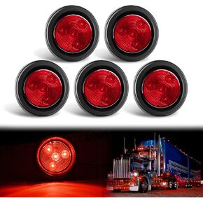 GOOACC LED Fender Pedestal Light 2PCS 14 Diodes Red Amber Pre Wired Trailer Truck Front Rear Clearance Marker Light for Heavy Duty Truck Towing Trailer Mack Kenworth Freightliner