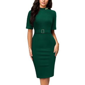 Miusol Women's Retro Half Collar Elegant Style Work Pencil Dress