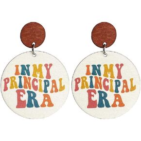 Colorful Sunflower Wooden Drop Earrings for Teachers, Students,Principals, Educators, Librarians Cute Geometric Round Leopard Printed Read Book Stud Earrings Graduation Back to School Jewelry