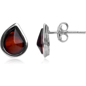 Ian and Valeri Co. Cherry Amber Sterling Silver Tearop Stud Earrings