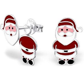 ICYROSE 925 Sterling Silver Christmas Santa Claus Ear Studs with Dangle Earrings