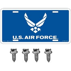 United States Air Force Wings USAF Automobile Metal License Plate Including Fastener Screws