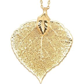 24k Gold Dipped Aspen Leaf with Gold-Plated Chain