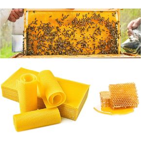 30PCS Beeswax Sheets Foundation Sheets 16-1/2 x 8-1/3 inch for Beehives Frames, Beeswax Sheets for Beekeeping,Candles Making, Hives (42cm x 21cm)