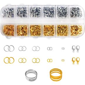 حلقات القفز SourceTon لمستلزمات صنع المجوهرات وإصلاح القلائد مع مشابك جراد البحر مع قطعتين من حلقة القفز أداة فتح/إغلاق (1140 قطعة، فضي وذهبي) in Kuwait