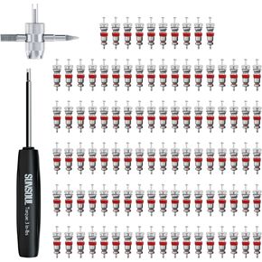 SUNSOUL 102PCS Tire Valve Core Kit, Include Valve Core Torque Tool and 4-Way Valve Core Tool,for Most Automotive, RV, ATV, Tire Valve core Remover and Replacement