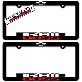 (2) TRAIL BOSS License Plate Frames 3D Raised Letter Frame Brackets (1-Pair)