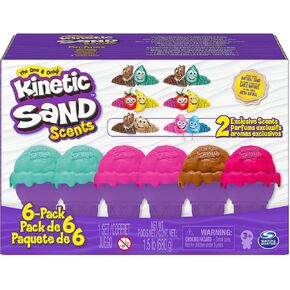 Kinetic Sand Scents, Ice Cream Cone Container, 6-Pack with 24oz of All-Natural Scented Play Sand (Amazon Exclusive), Sensory Toys for Ages 3 and up