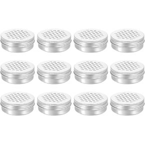 HARFINGTON 12 Pcs Aluminium Tins with Hollow Lids 2oz/60ml Aluminium Tins with Hollow Lid Refillable Spice Containers Plastic Jars Sample for Air Freshener Candles Travel Storage