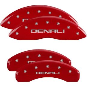 MGP Caliper Covers - Brake Caliper Covers 2018-2023 GMC Sierra 1500 (34217s) Front and Rear Set - Denali Logo - Red