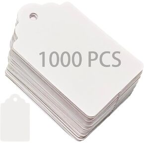 1000 قطعة من بطاقات الأسعار البيضاء الفارغة غير المعلقة، 1.75 × 1.093 بوصة - علامات تعليق ورقية متينة عالية الجودة للملابس، وتجارة التجزئة، ومبيعات الفناء والجراج، مثالية لوضع العلامات على الهدايا وأسعار البيع