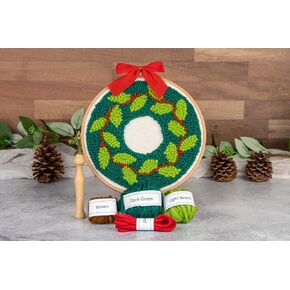 String of the Art Christmas Wreath Mini Punch Needle Kit - DIY Craft Kit for Adults, Punch Needle Supplies Included, Christmas Gift, Christmas Crafts