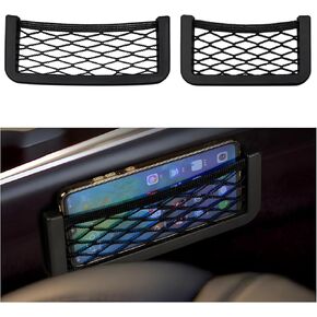 2 PCS Car Pocket Phone Nets, Purse Phone Holder Mesh Storage Bag with Double Sided Tape, Stick on Organizer Seat Side Back Automotive Storage Net Bag, Car Accessories