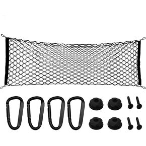 Cargo Net for Pickup Truck Bed, 50 x 18 Inch Stretchable Truck Bed Organizer with Aluminum Carabiners for Car SUV Pickup Truck