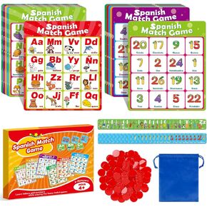 Spanish Alphabet Bingo Games,letter/Number/sight word Bingo Game for Kindergarten,ABC and 123 Bingo Board Games for Kids 4-6,Learn Spanish for Kids,Spanish Flash Cards,Toddler Educational Toys