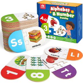 Coogam Learning Alphabet Matching Game, 36pcs Sight Words Letter Number Cards, Fine Motor Educational Montessori Toy for Preschool Kindergarten 3 4 5 Years Old