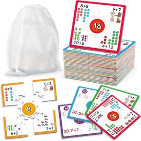 Torlam Addition and Subtraction Puzzle Cards Math Manipulatives Kindergarten Math Games for Kids, Homeschool Supplies Classroom Must Haves Preschool Learning Games Math Flash Cards Puzzles Toys