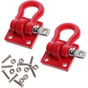 ShareGoo Metal RC Crawler Trailer Tow Hook Hooks Buckle Winch Shackles RC Decorations Accessories Compatible with 1/10 Scale RC Crawler Truck TRX4 D90 SCX10 Climbing Car (Red)