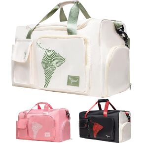 GoVivo Gym Bag with Shoe Compartment, Gym Duffle Bag for Women, Water Resistant Weekender travel Bag, bolso de viaje para mujer, Lightweight & Stylish gym bag for women small, Pink