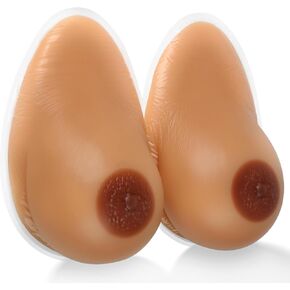 Vollence Self Adhesive Long Tail Shape Silicone Breast Forms Attachable Fake Boobs Mastectomy Prosthesis