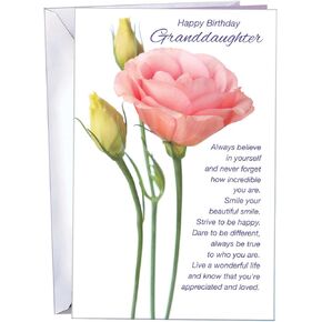 Chuck's Card-O-Rama - Granddaughter Birthday Card - Made in USA - Large Card Opens to 10" x 7.75" - Why Pay More? - 95359