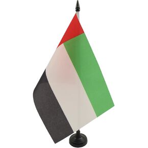 Fujaïrah Table Flag 5'' x 8'' - UAE Emirate of Fujaïrah Desk Flag 21 x 14 cm - Black plastic stick and base - AZ FLAG