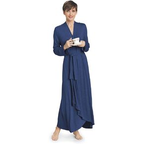 SAGEFINDS 94% Rayon Derived from Bamboo, 6% Spandex Long Wrap Robe for Women | Long Sleeve Bathrobe | Full Length Dressing Gown